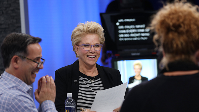 Pictured: Host Joan Lunden on set with Dr. Lou Papa and Executive Producer Fiona Willis
Credit: Max Schulte